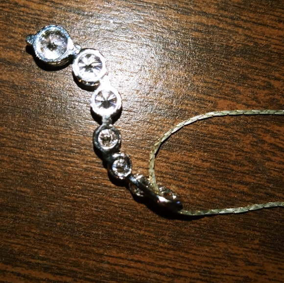 Sterling silver lab created diamond necklace - Picture 5 of 6